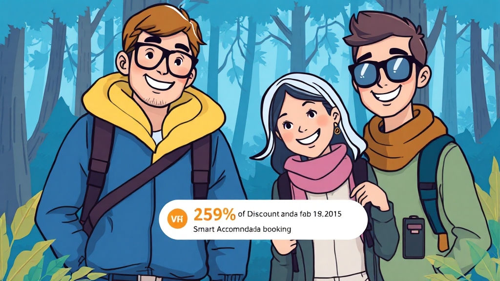 숙소 예약 전 필수 확인! 할인 정보 (cartoon 스타일)