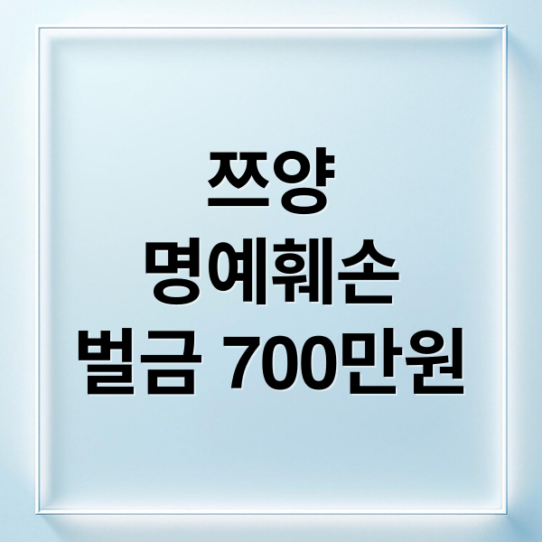 쯔양
명예훼손
벌금 700만원 (유명 유튜버 쯔양, 명예훼손 혐의로 대학 동창 약식기소)