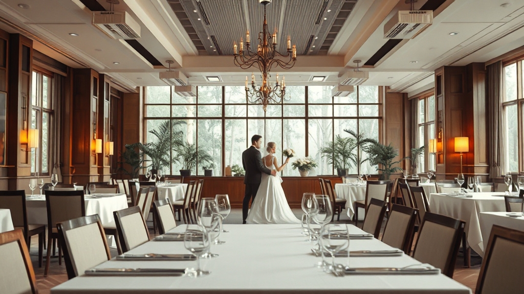 업종별 위약금 변화: 외식업, 예식업 등 (realistic 스타일)