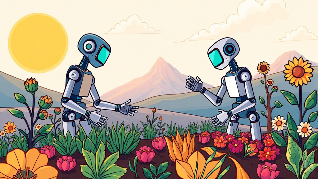 AI 에이전트와 인간의 협력, 새로운 가능성을 탐색하다 (cartoon 스타일)