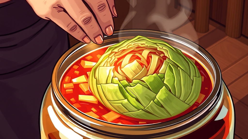 김치 속 채우고 담그는 법 (illustration 스타일)