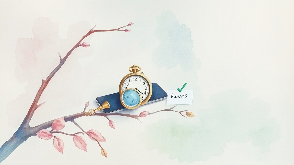 영업시간 확인, 이렇게! 🔍 (watercolor 스타일)