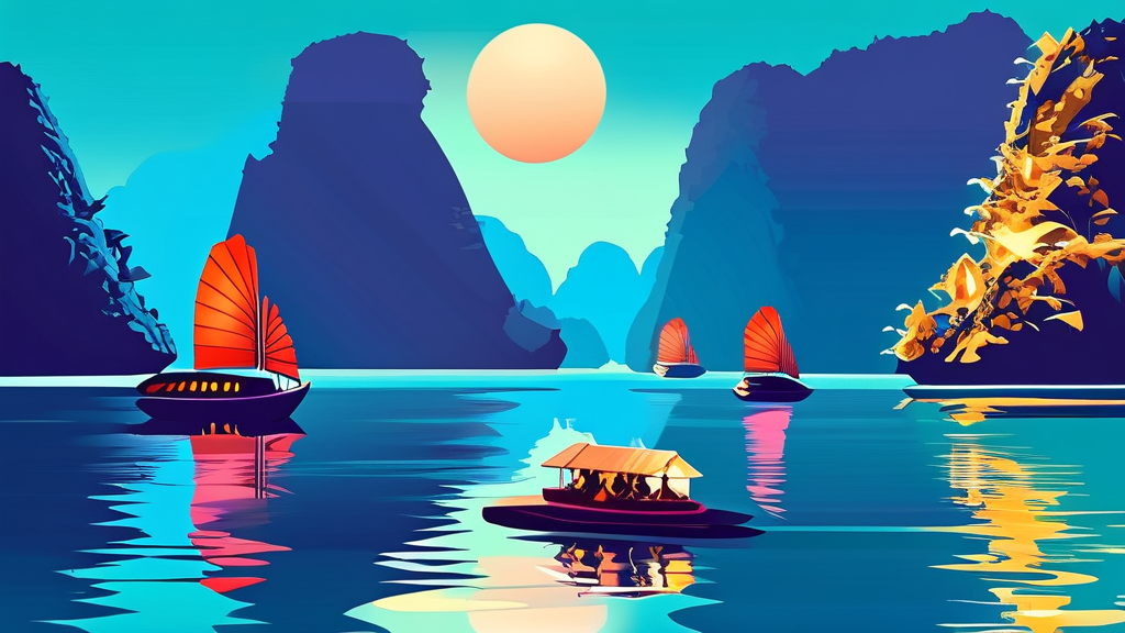 놓치지 말아야 할 하롱베이 크루즈 액티비티 (illustration 스타일)