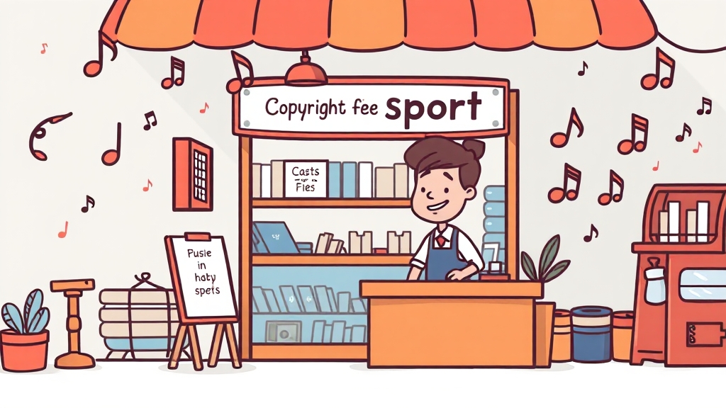 매장 음악 저작권료 지원 핵심 (cartoon 스타일)