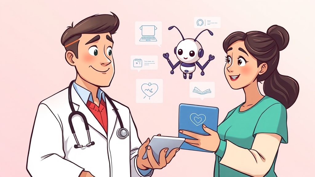 AI 기술의 의료 분야 활용 (cartoon 스타일)