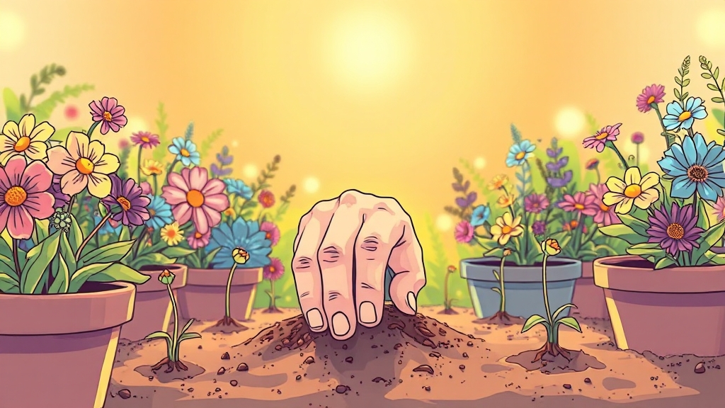 화분에 꽃 심는 꿈: 상황별 해석 (illustration 스타일)