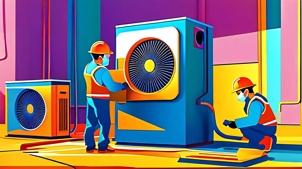 에어컨 이전 설치, 현장 점검부터 완료까지 (cartoon 스타일)