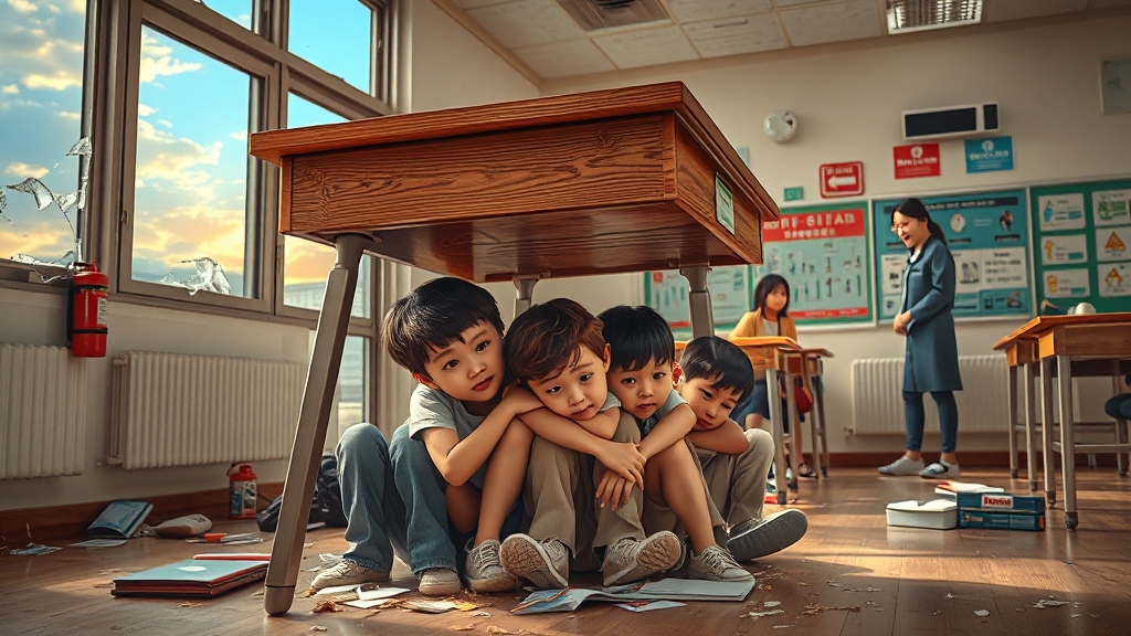 지진 발생 시 행동 요령 (realistic 스타일)