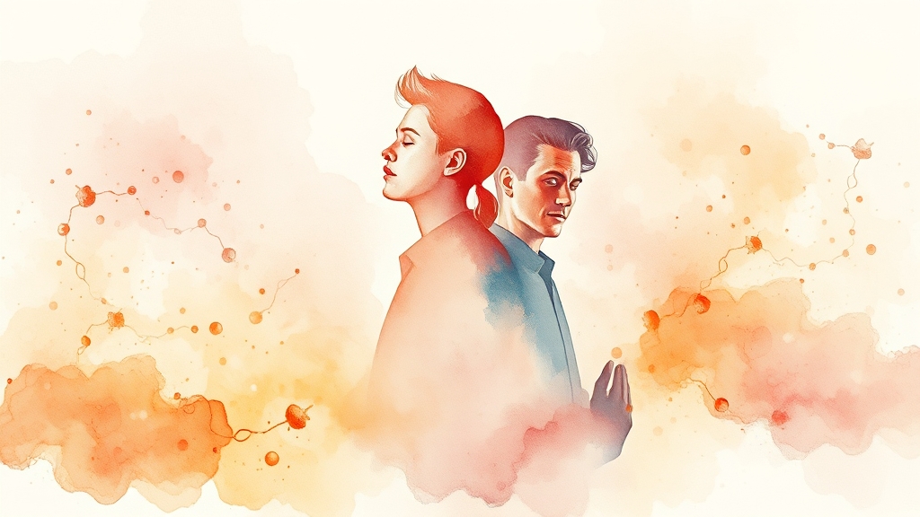 남성 & 여성 건강 영향 (watercolor 스타일)