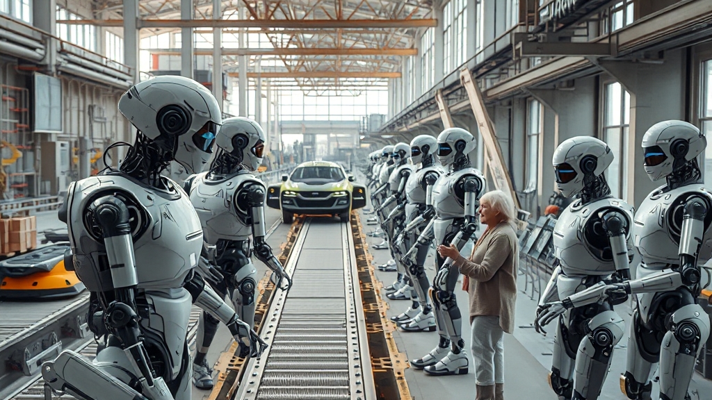 휴머노이드 로봇 활용 분야 (realistic 스타일)