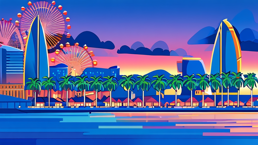 도시와 바다의 매력, 부산 (cartoon 스타일)