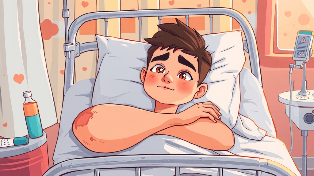 병원 방문 시점 및 치료 과정 (cartoon 스타일)