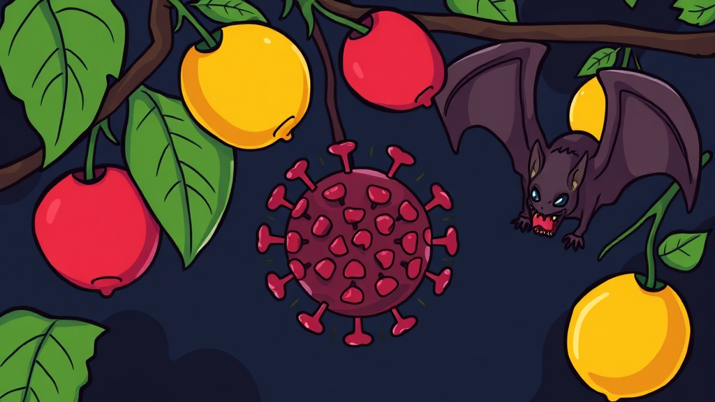 니파 바이러스 감염 경로 (cartoon 스타일)