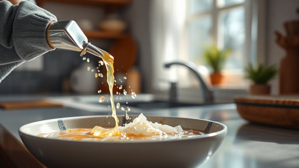 찌든 때, 얼룩 제거를 위한 소주와 쌀뜨물 사용법 (realistic 스타일)