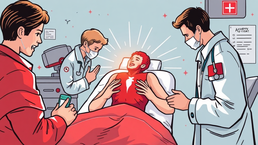 심근경색 발생 시, 이것만은 꼭 기억하세요! (응급처치) (illustration 스타일)