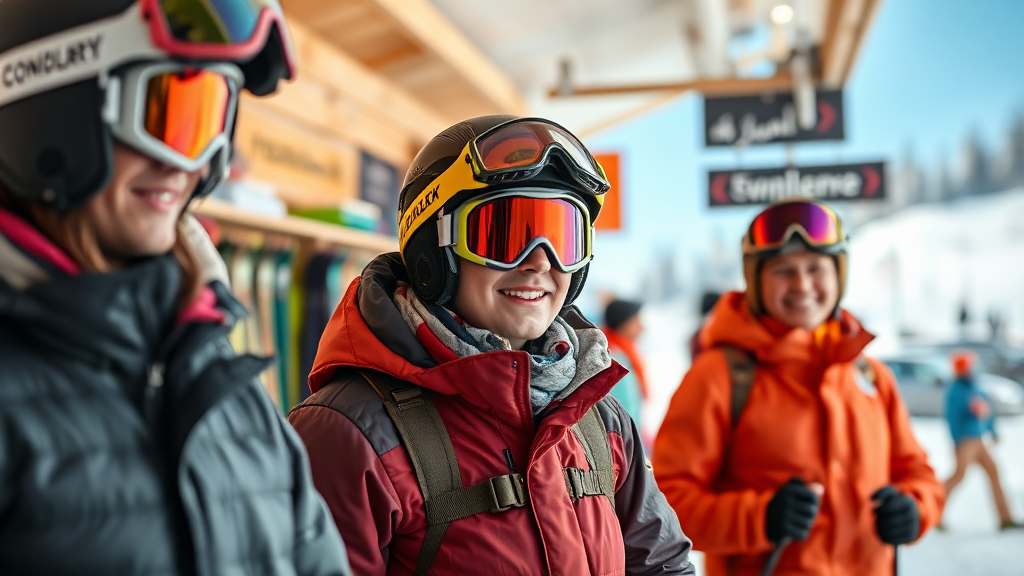 스키장 렌탈샵 정보 비교 (realistic 스타일)