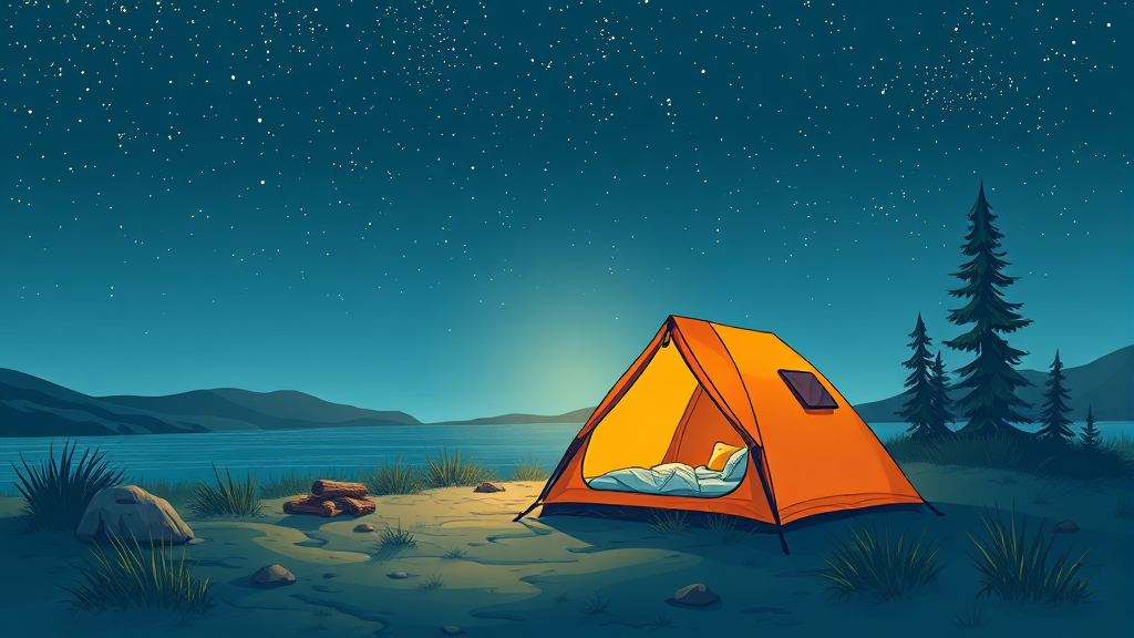 캠핑 후기 및 이용 팁 (illustration 스타일)