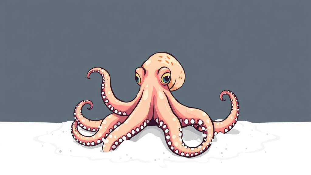 문어 손질과 세척: 기본 준비 과정 (illustration 스타일)