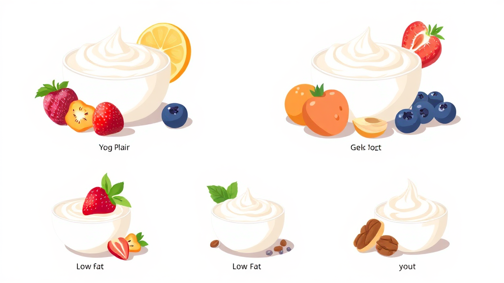 나에게 맞는 요거트 찾기: 다양한 요거트 종류별 특징 (illustration 스타일)