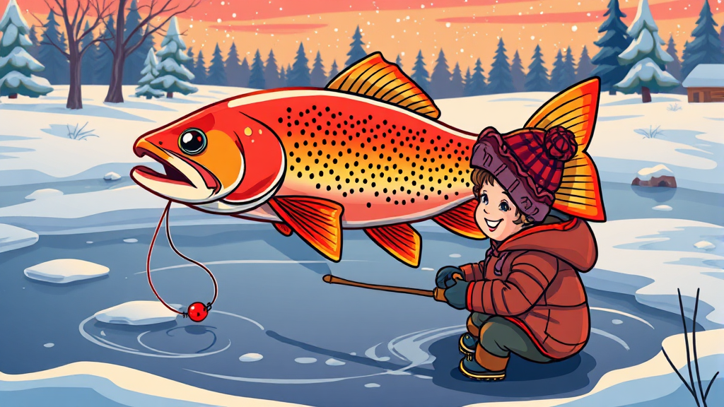 산천어 낚시 꿀팁 (cartoon 스타일)