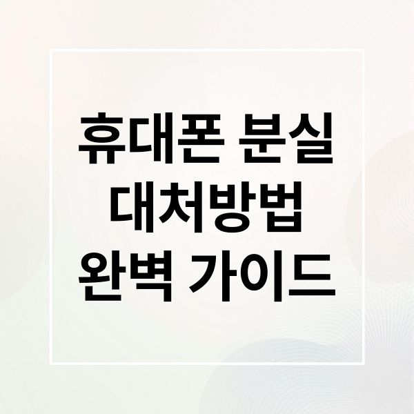 휴대폰 분실
대처방법
완벽 가이드 (휴대폰 분실 신고 임시정지)