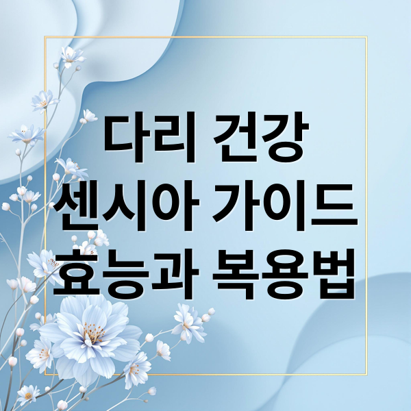 다리 건강
센시아 가이드
효능과 복용법 (센시아 효능 주의사항)