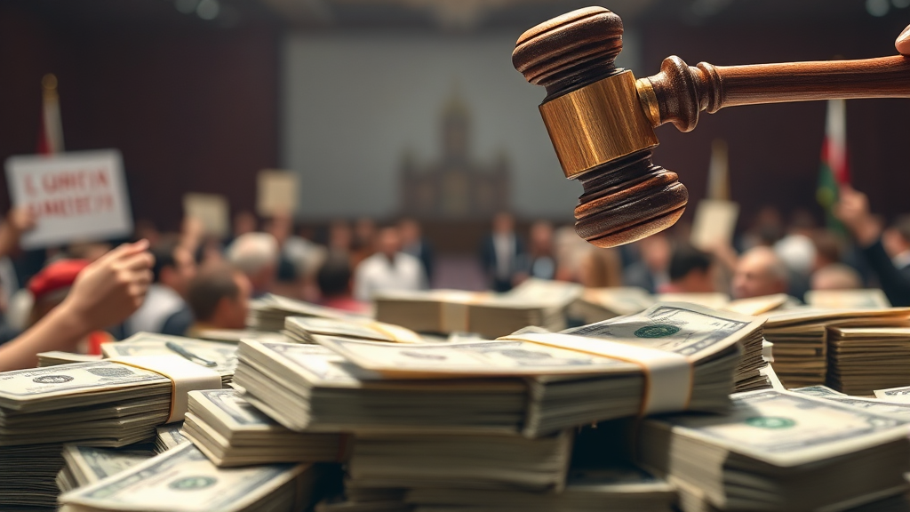 경매 절차 및 종류 (realistic 스타일)