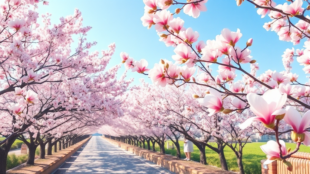 부산 & 남해 벚꽃길: 남쪽의 봄 (watercolor 스타일)