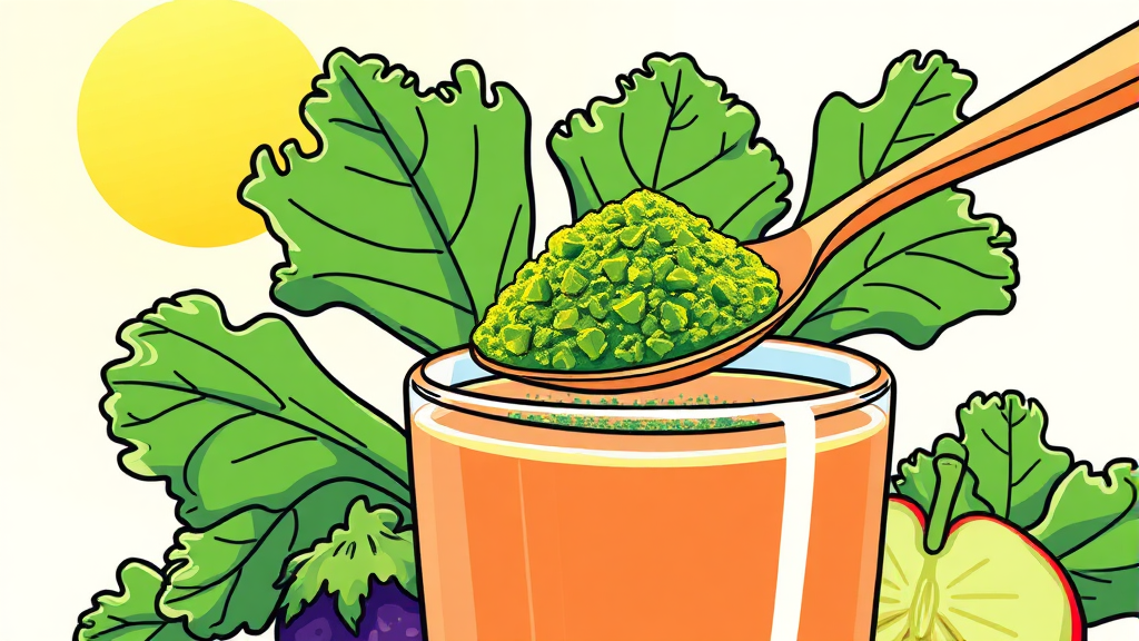 컬리케일 분말 섭취 방법 (illustration 스타일)