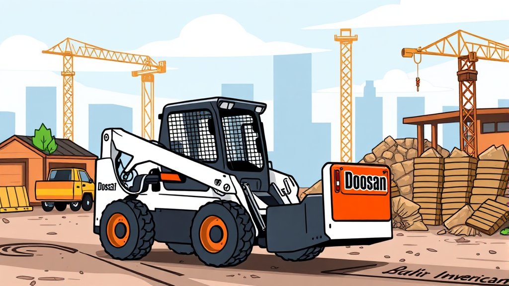 두산밥캣 주가 변동 요인 분석 (cartoon 스타일)