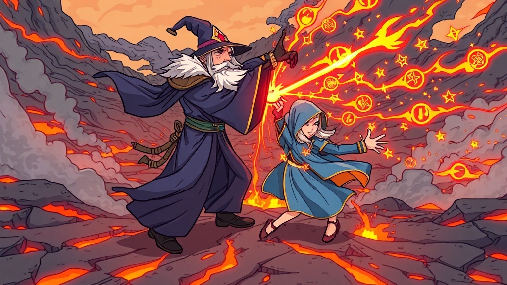 스킬 개조 및 딜사이클 최적화 (cartoon 스타일)