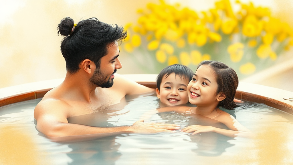 가족탕 숙소 선택 기준 (watercolor 스타일)