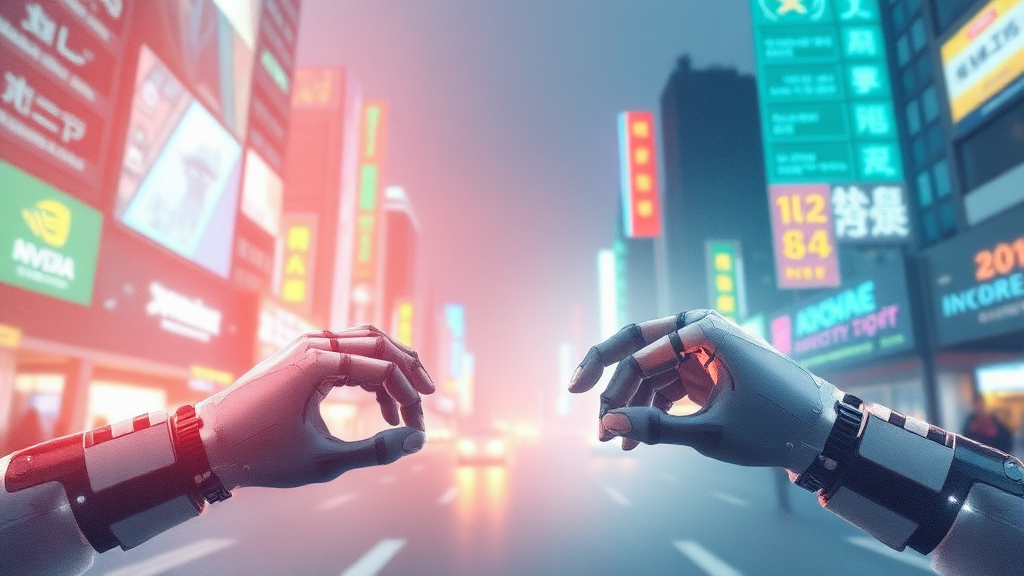 AI 반도체 시장: 기술 주도권 경쟁 (watercolor 스타일)