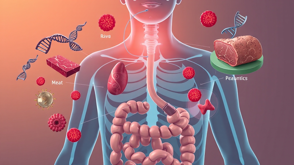 직장암의 원인과 위험 요인 (illustration 스타일)