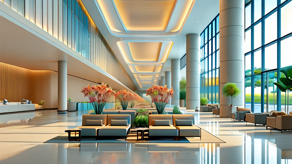 샤워 시설 및 기타 편의 서비스 안내 (watercolor 스타일)