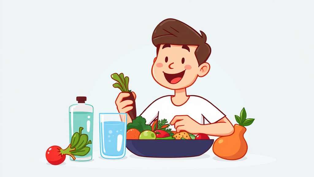 성공적인 식단 관리법 (cartoon 스타일)