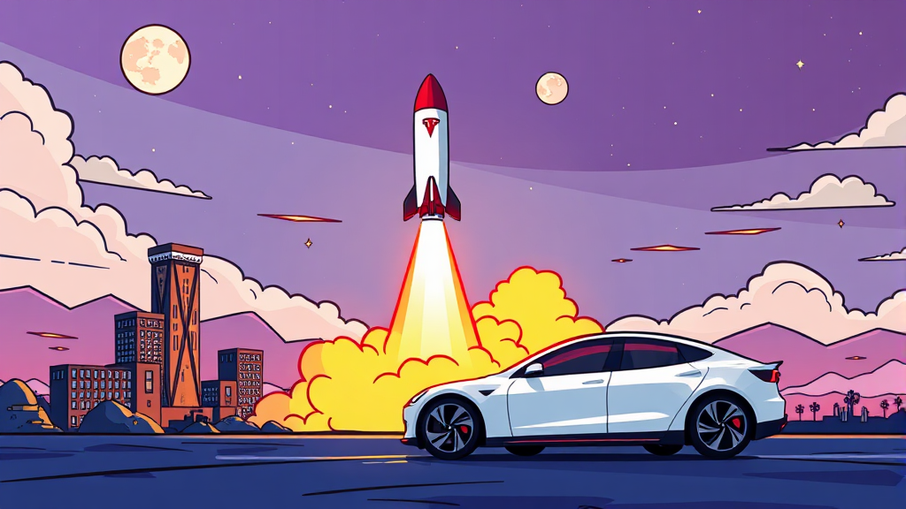 테슬라, 스페이스X, xAI 합병 시나리오 및 영향 (cartoon 스타일)