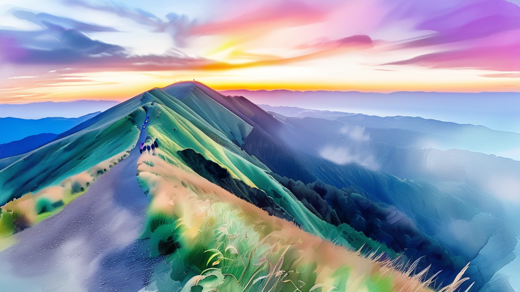 타우마타 언덕: 세계에서 가장 긴 지명 탐험 (watercolor 스타일)