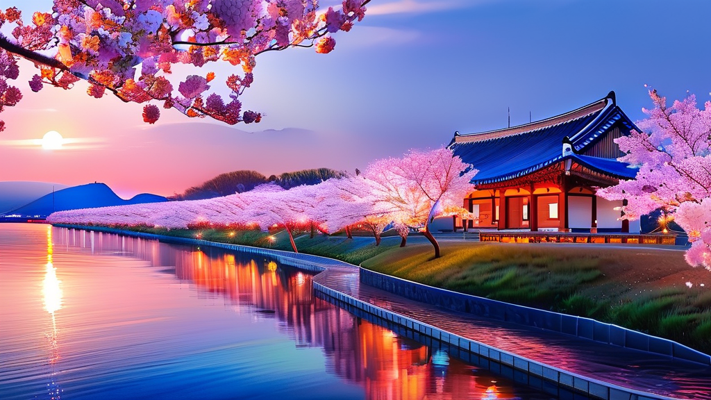연화지 벚꽃축제, 낮과 밤의 다채로운 매력 (realistic 스타일)