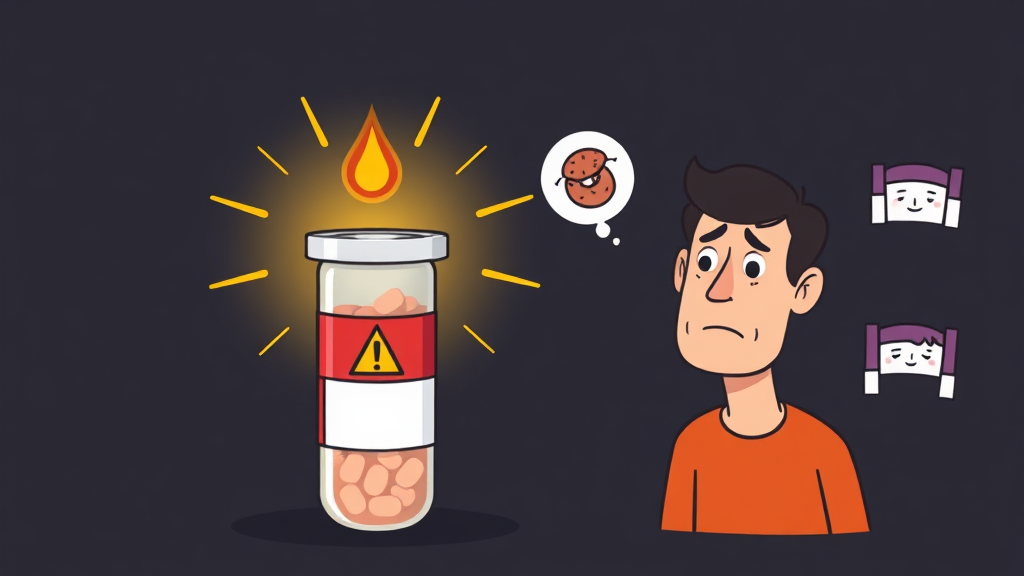 폴리코사놀 부작용 & 주의사항 (cartoon 스타일)