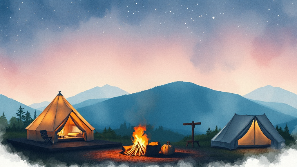 숙소 종류 및 특징 (watercolor 스타일)