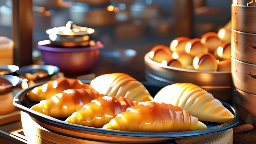 문경의 맛과 멋: 점촌빵길 먹거리와 중앙시장 탐방 (realistic 스타일)