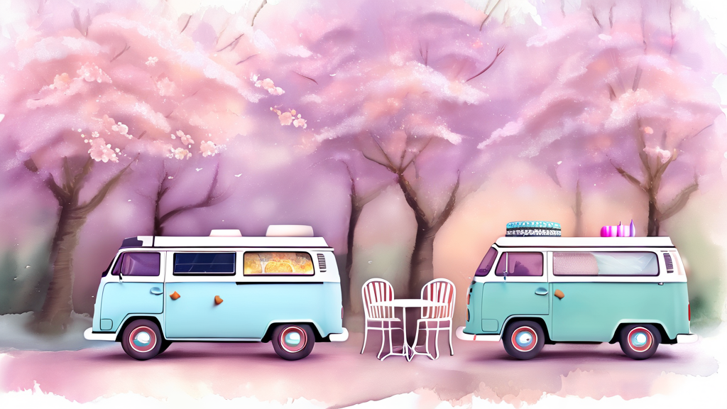 미식의 향연: 먹거리, 푸드트럭, 부스 정보 (watercolor 스타일)