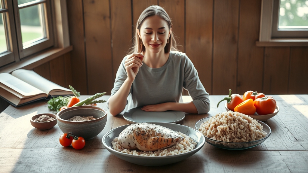 혈당 스파이크 막는 식사 전략 (realistic 스타일)