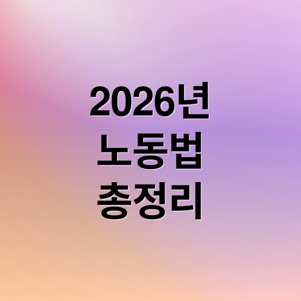 2026년
노동법
총정리 (2026년 노동법 월급 근무환경)