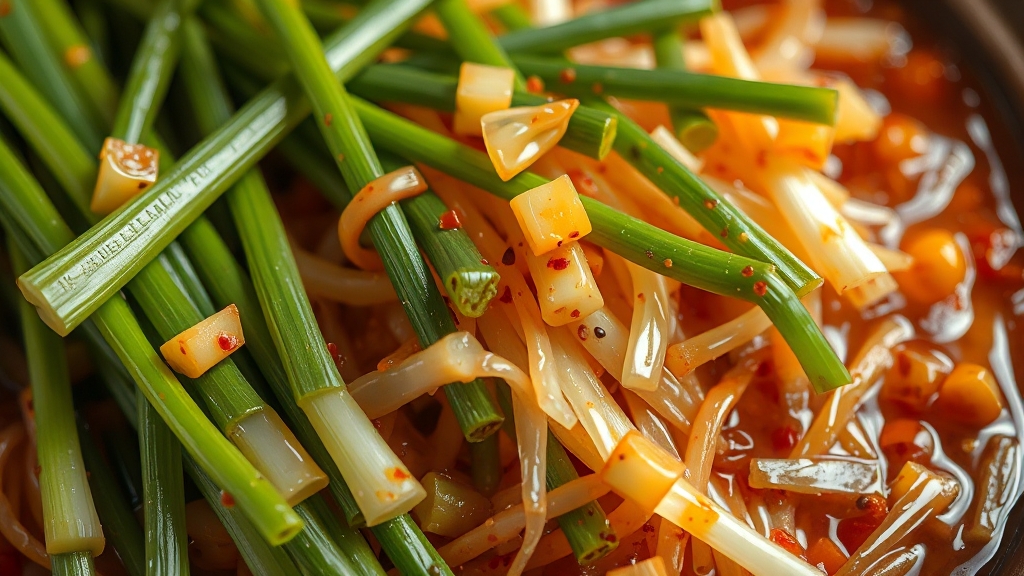 쪽파 손질 및 절이기 (realistic 스타일)