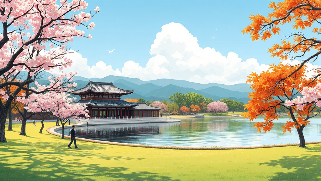 국립아시아문화전당 & 광주호 (illustration 스타일)