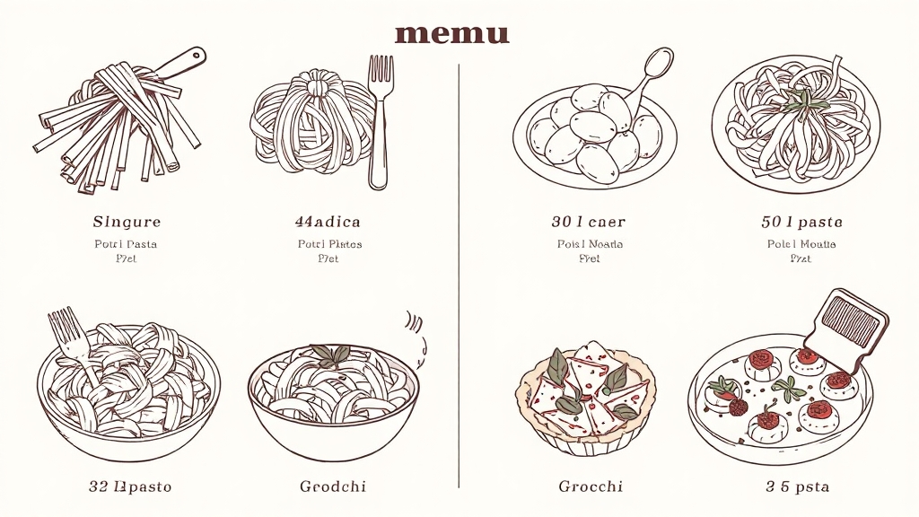 핵파스타 메뉴 분석 (illustration 스타일)