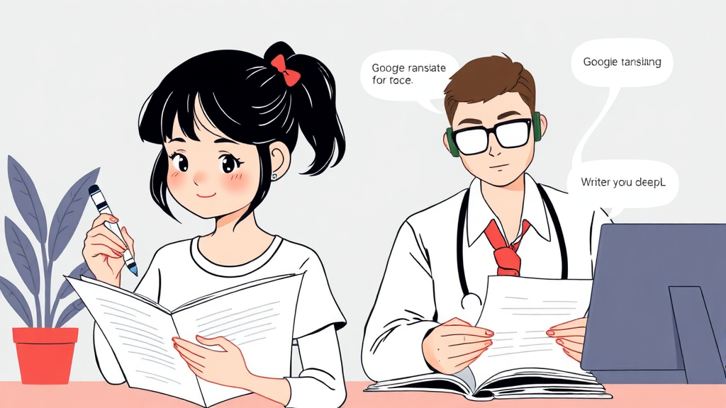 번역기, 200% 활용 꿀팁 (학습, 여행, 업무) (illustration 스타일)