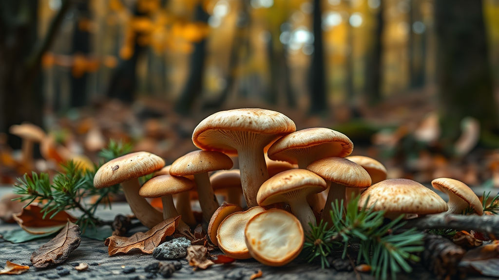 참송이버섯: 가을의 특별한 선물 (realistic 스타일)